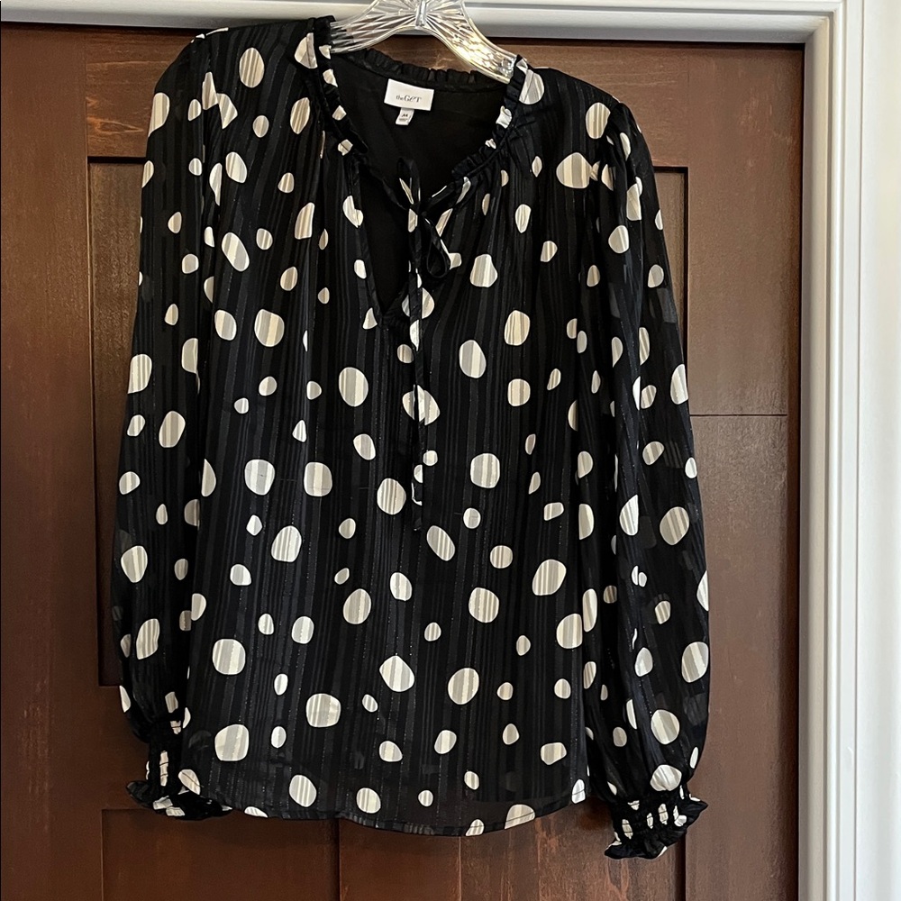 Black Blouse with White Polka Dots